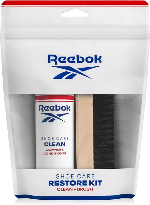 Reebok Restore Kit - Shoe Cleaner Kit, 6oz Cleaner and Conditioner with Premium Shoe Cleaning Brush - Shoes Cleaner Kit for Sneakers, Leather, Suede, Canvas & More