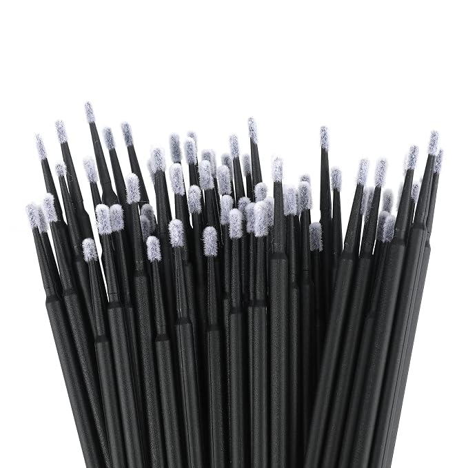 G2PLUS Micro Swabs, Disposable Micro Applicator Brushes and Swabs 100PCS | Black Cotton Tips for Makeup Correction, Eyeliner Detailing, Nail Art Cleanup, Brow Tinting, Lash Extension Prep and Pro Use