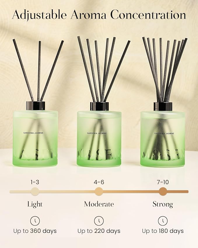M&SENSE Reed Diffuser Set, Cedarwood, 17 oz Natural Essential Oil | Non-Toxic Organic, Long-Lasting Fragrance, Ideal for Living Room, Study, Gifts for Women