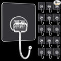 DKHDBD Large Adhesive Hooks, 16-Pack Hold 33lb(Max) Heavy Duty Sticky Hooks, Waterproof Transparent Hooks for Hanging, Self-Adhesive Traceless Clear Wall Hooks to Use for Keys Robe & Towel