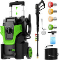 5000PSI Heavy Duty Pressure Washer, 3-Speed Adjustable Power Washer with 2-Stage Pull Rod, 4 Nozzles, Foam Cannon & 500ml Soap Bottle for Car, Home & Outdoor Cleaning,Green