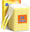 JOYMOOP Disposable Electrostatic Duster for Cleaning, with 2 Handles & 24 Ct Yellow Heavy Duty Refills for Swiffer Feather Duster, Household Cleaning Tool for Electronics, Dusting Furniture, Blinds