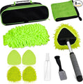 8PCS Windshield Cleaner Tool, Car Windshield Cleaner Tool with Extendable Handle 180° Rotation,Car Window Cleaner with 4 Reusable Microfiber Pads+100ml Spray Bottle+1 Detailing Brush
