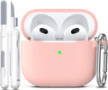R-fun Compatible with AirPods 3 Case Cover, Silicone Protective Accessories Skin with Keychain Compatible with Apple AirPod 3rd Generation 2021 for Women Men Girls Boys,Front LED Visible,Sand Pink
