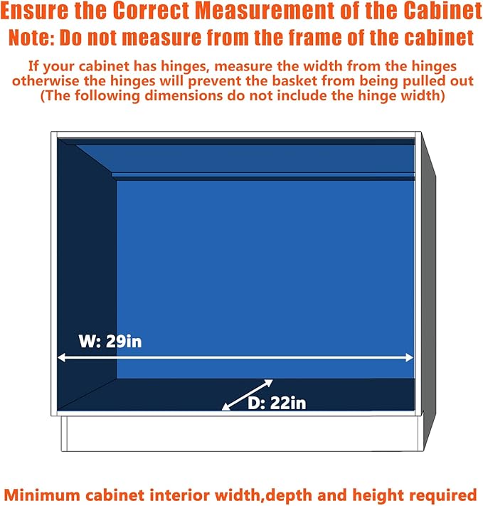 Pull Out Cabinet Organizer 28½" W x 21½" D, Heavy Duty Cabinet Pull Out Shelves, Slide Out Drawers Organization for Kitchen Cabinets Bathroom