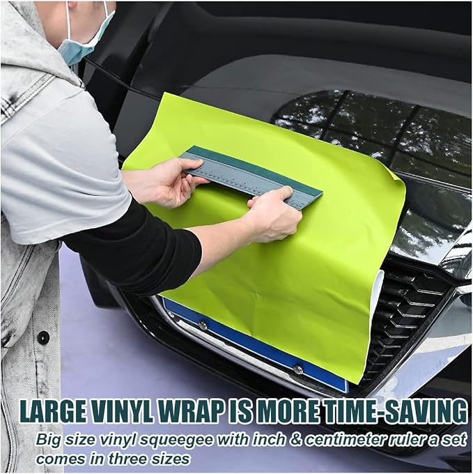 12 Inch Vinyl Wrap Squeegee, Window Tint Squeegee Installation Tool with Ruler 15CM & Suede Felt Edge, Car Vinyl Wrap Scraper Tool for Sign-Making Graphic Wallpaper Film Smoothing (12 Inch)