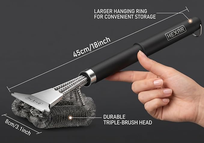 HEXAR® Grill Brush – BBQ Cleaning Scraper for Outdoor, Weber Cleaner Kit Grilling Tools, Barbecue Metal Rescue Brushes, Scrubber Stainless Steel Bristles, Charcoal Accessory Barbecue Accessories