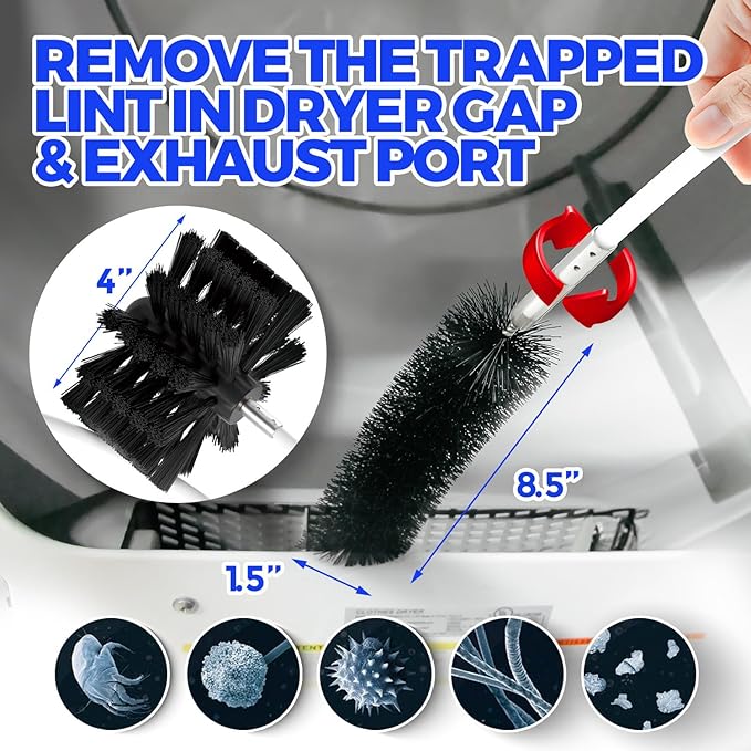 Holikme Dryer Vent Cleaner Kit - 42Ft Flexible Lint Brush for Deep Cleaning | Dryer Vent Cleaner Brush with Drill Attachment, Removes Years of Lint Buildup, Improves Airflow, Faster Drying & Fire Safety