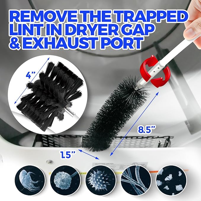 Holikme Dryer Vent Cleaner Kit - 35Ft Flexible Lint Brush for Deep Cleaning | Dryer Vent Cleaner Brush with Drill Attachment, Removes Years of Lint Buildup, Improves Airflow, Faster Drying & Fire Safety