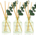 Reed Diffuser Set of 3 with Dried Eucalyptus for Home & Office | Clean Linen/White Pine/Fig Blossom Scents, Aromatherapy Scented Oil Diffusers, 1.7 oz Each, Total 5.1 oz