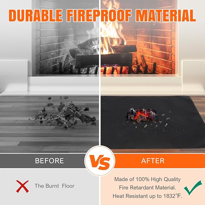 INNO STAGE Fireplace Rugs Blanket Fire Resistant 32 X 60 X 0.04 Inch | D Shape, Fire-proof Hearth Mat Carpet, Protector in Front of Stove, Decks, Indoor, Outdoor, Fire Pit, Grill&Floor