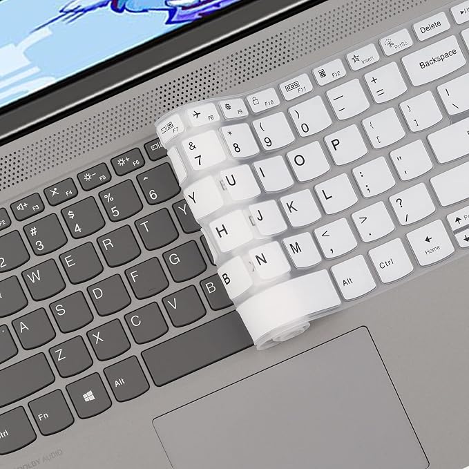 Keyboard Cover Skin for Lenovo Ideapad 5 15IIL05 15.6" /Ideapad Flex 5 15IIL05 /Ideapad Slim 7 15 15.6" |New Lenovo Flex 5 15 15.6 US Layout Keyboard Protective Cover Skin -White