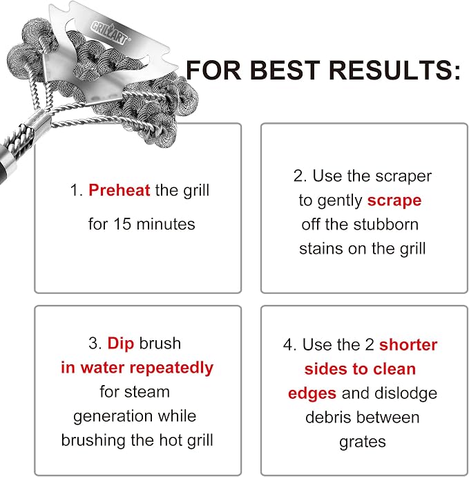 GRILLART Grill Brush for Outdoor Grill Bristle Free - Safe BBQ Grill Cleaner Brush - 18" BBQ Brush for Grill Cleaning Kit -Stainless Grill Cleaning Brush BBQ Grill Accessories Tools- Gifts for Men Dad