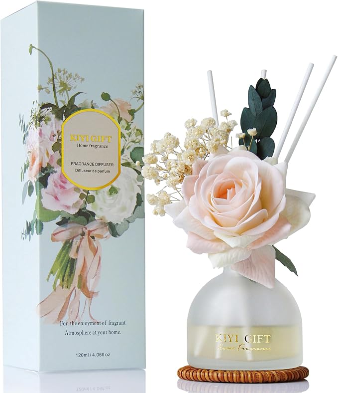 Reed Diffuser Set, 4.06 oz Scent Diffuser with 6 Sticks,Home Fragrance,Reed Diffuser for Bathroom Shelf Decor Jasmine Rose