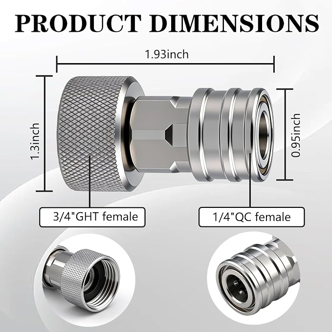 Garden Hose to Mini Power Washer Adapter, 3/4" GHT to 1/4" Quick Connect, Convert Water Hose to Power Washer Connector, Garden Pressure Washer Attachment(Connector +5 Nozzle Set)