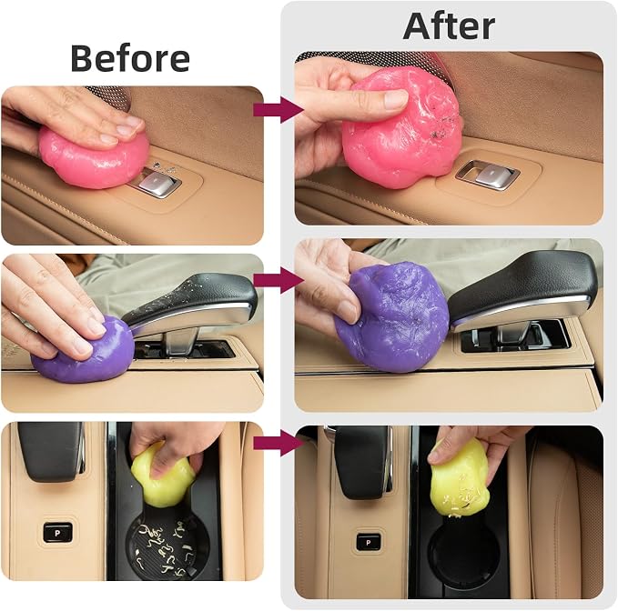 ColorCoral Reusable Car Cleaning Gel and Keyboard Cleaner Putty, 4 Pack | For Car Interiors, Air Vents, Keyboards and Electronics; 4 Fragrances, Reusable Gel Reaches Gaps, Gifts for Men and Women