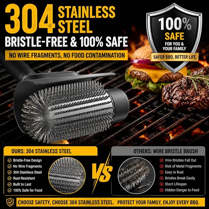 Electric Grill Brush for Outdoor Grill, Cordless Rechargeable BBQ Cleaner | Upgraded Giddyup Style 2-Speed Rotary Barbecue Scrubber, High Torque Battery Operated Power Grill Cleaning Brush