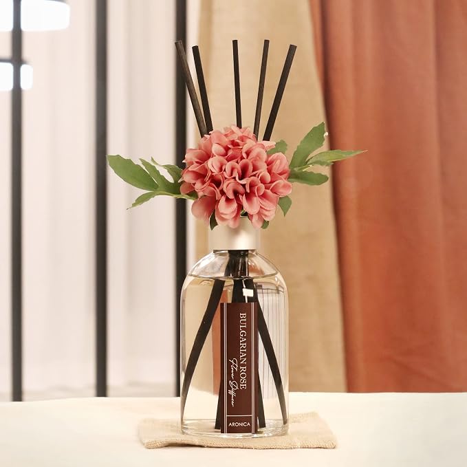 Flower Air Fresheners For Home, Sweet Rose Scent Room Non Plug In, Desk Reed Diffuser, Pink Air Freshener For Bathroom