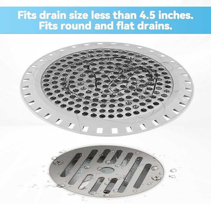 Shower Drain Hair Catcher,Aluvor Shower Drain Cover Bathtub Drain Strainer | Weighted Metal Hair Trap Stopper Sink Protector Filter Bathroom Flat Strainer Stopper