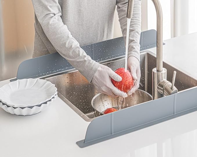 30 inch(75cm) Premium Kitchen Sink Silicone Water Splash Guard SIZE UPGRADE 30" and new package - NO Suction Cups, Ultra Wide 30" - Made in Korea (Ultra Wide Eco Gray)
