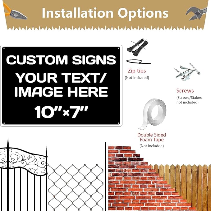 Aluminum Weatherproof Metal Signs - Custom Text & Picture, Multiple Sizes, Black & White Traffic Regulation Signs
