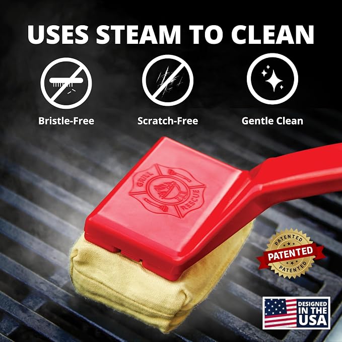 Grill Rescue BBQ Replaceable Cleaning Head, Bristle Free - Durable and Unique Grill Tools for Cast Iron or Stainless-Steel Grates, Barbecue Cleaner (Replaceable Head)