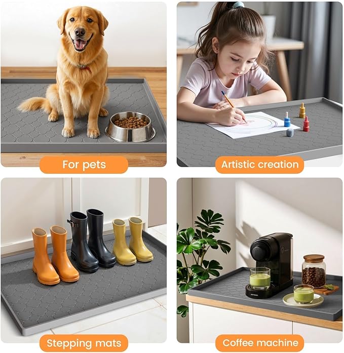 Jin&Bao Waterproof Under Sink Mat 22" x 22", Thick Silicone Mat Cabinet Protector for Kitchen and Bathroom, Shelf Liner, Home Organizer and Storage, Multipurpose Tray for Gadgets and Essentials