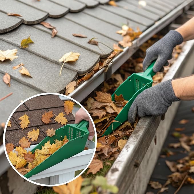 3 Pcs Wedge Gutter Cleaning Tool with Drain Design Easy Removal of Leaves and Dirt from Rain Multifunctional Cleaning Tools for Pet Food Fertilizer Gardening