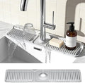 24 Inch Faucet Mat for Kitchen Sink, Silicone Splash Guard for Kitchen Sink Area, 7° Slope Fast Self-Draining Sink Mat, Cuttable Hole Design, Sink Backsplash Guard Draining Mat, Grey