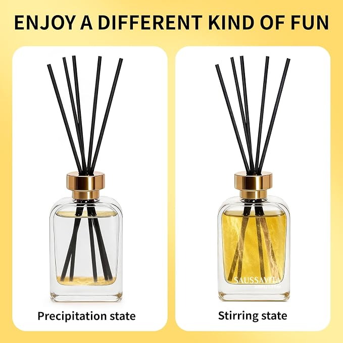 Reed Diffuser Set Gold White Flower Scent 6.76 fl oz for 120 Day | Vintage Rectangular Bottle, Gilded design, Suitable for Narrow Space, Long Lasting for Bathroom, Office, Shelf