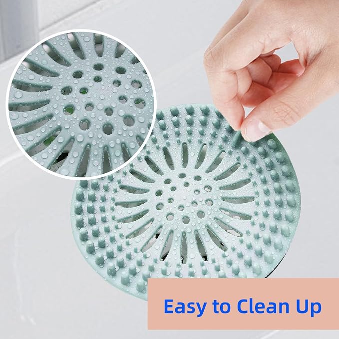2 Pack, Drain Strainers, Hair Catcher Shower Drain Covers Protector, Flexible TPR Material, Multiple Colors for Bathroom Tub Shower and Sink,Bright-Colored (Pink, Blue)
