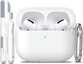 R-fun for AirPods Pro 2 Case, Soft Silicone Protective Cover with Keychain and Cleaning Pen, Compatible with AirPods Pro 2nd/1st Generation, Supports Wireless Charging, White