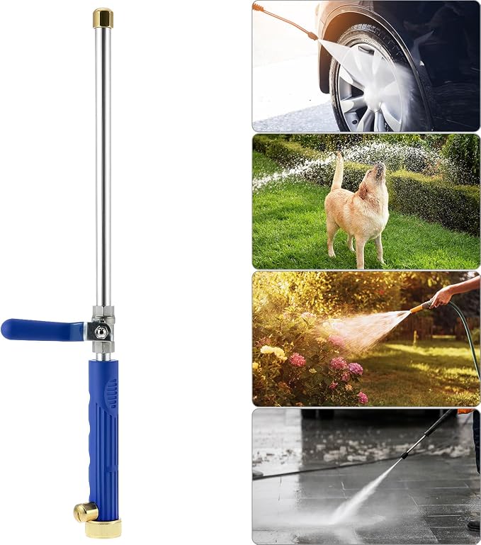 QWORK High Pressure Power Washer Wand, Water Hose Nozzle with 2 Spray Tips, Adjustable Watering Sprayer Cleaning Tool