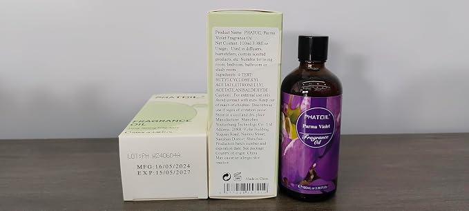 PHATOIL Parma Violet Fragrance Oil for Diffuser Aromatherapy 3.38FL.OZ | Long Lasting Scented Oils For Humidifier, Air Freshener, DIY Soap Candle, Scent Project Making, Aroma Oil for Home Freshening