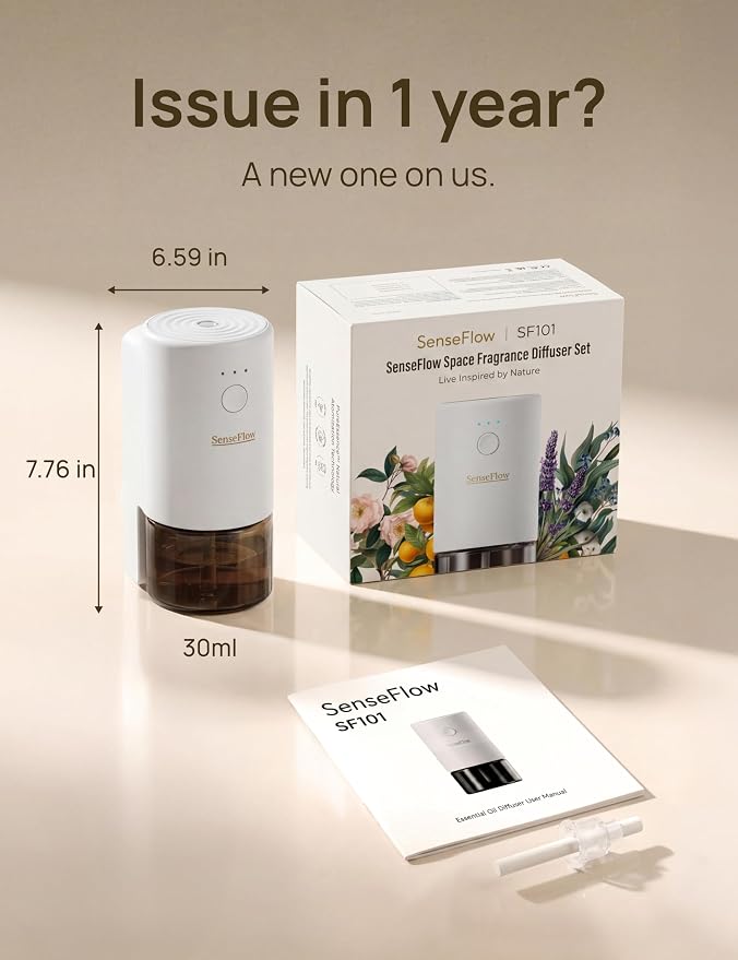 Plug-in Air Freshener for Home, Waterless Essential Oil Diffuser for Bedroom and Bathroom, Non-Toxic Formula for Pets and Nursery, 120 Days Runtime, Refillable Ginger(Amber Brown)