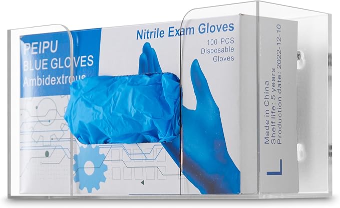 Stock Your Home Acrylic Single Gloves Dispenser, Tissue Box Shelf, Glove Holder Wall Mount, For Kitchen, Cleaning Closet, Lab, Exam, Office