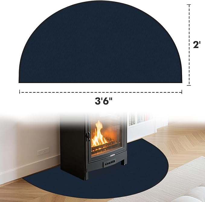 TOHONFOO Fireplace Mat for Home Protection, 3'6'' x 2' x 0.04'', Blue | 1800°F fireplace rugs fireproof, fiberglass hearth rugs for fireplaces fire resistant protect against embers, easy to clean