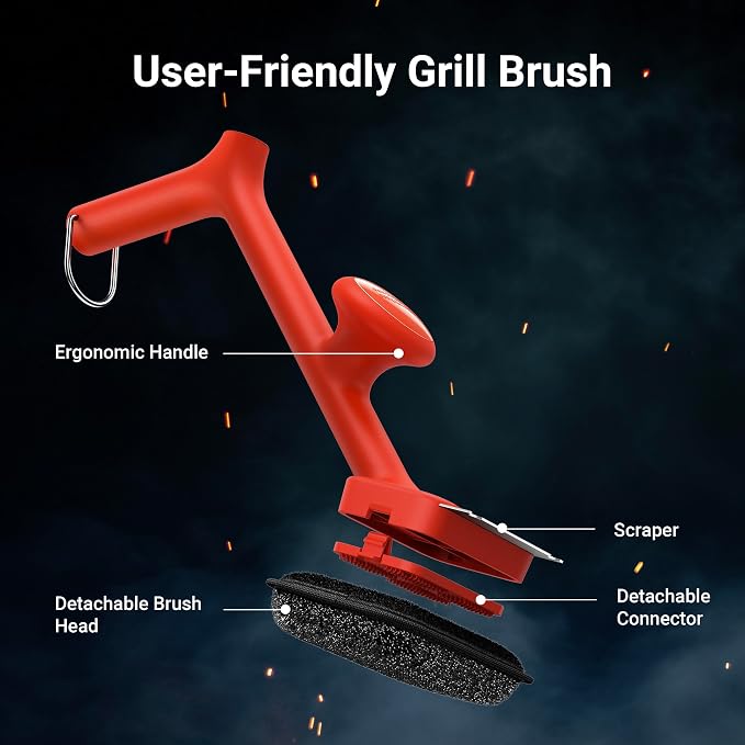 ThermoMaven BQ03 Grill Brush Replaceable Cleaning Head, Safe Bristle-Free BBQ Cleaning Tool, Barbecue Grill Cleaner, 6 Pcs Refill, Only for BQ03