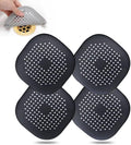 Bovinde Hair Drain Catcher,Square Cover for Shower 4 Pack (Jet Black) | Drainer Cover Silicone Hair Stopper with Suction Cups,Protector Accessories,Easy to Install Suit for Bathroom,Bathtub,Sink