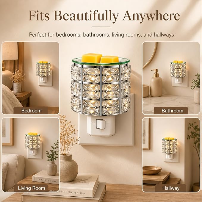 MeplLivs Warmers Pluggable Fragrance Warmer- Decorative Plug-in for Warming Scented Candle (Silver) | Decorative Plug-in Wax Melt Warmer for Home Decor, Silver Design, Gifts & Aroma