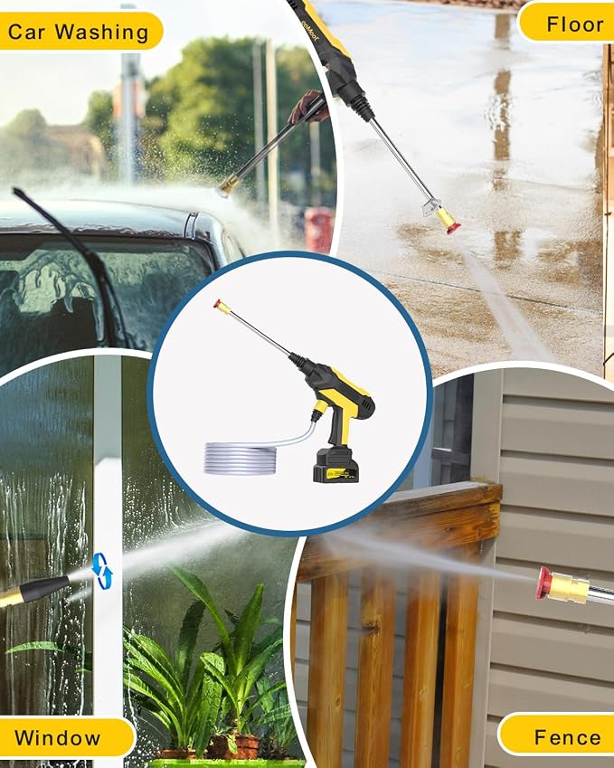 CordlessPowerWasher Zelonpro Jet Nozzle High Pressure Hose Nozzle for Car Washing, Garden Cleaning, Patio