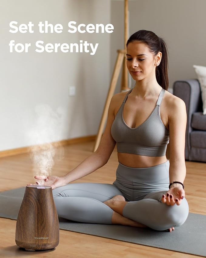 InnoGear Essential Oil Diffuser Ultrasonic Diffusers for Home Scent, Bronze | Cool Mist Humidifier, Aromatherapy, Large Room, Run up to 8hrs, Waterless Auto Off, 7 Lights, Living Room, Quiet Operation
