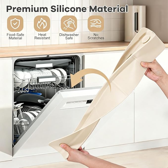 Sink Splash Guard with Suction Cups, 23", Silicone Water Guard for Kitchen & Bathroom, Faucet & Countertop Protector, Easy Install, Dishwasher Safe, Cream