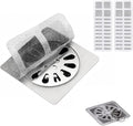 100PCS Disposable Drain Hair Catcher Stickers, Self-Adhesive Shower Sink Drain Mesh Stickers for Bathroom Bathtub Kitchen Sink, Disposable Hair Trap Sticker Drain Protector