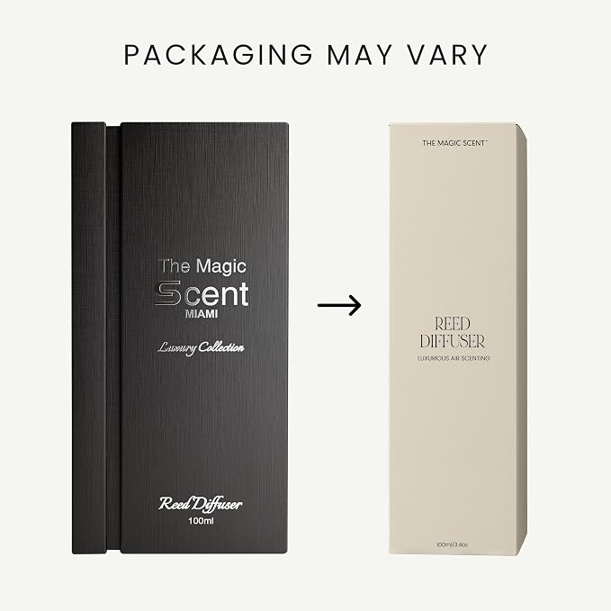 The Magic Scent Mahogany & Teakwood Oil Reed Diffuser Set, 3.4 Fl Oz | Premium Fiber Reeds for Gentle Dispersal. Lasting for Up to 2 Months. Natural, Non toxic Reed Diffusers for Home.