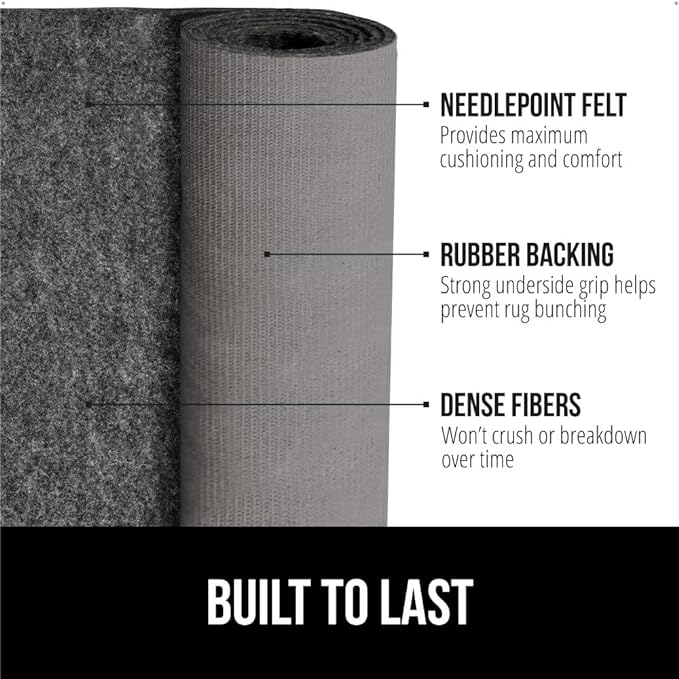 GORILLA GRIP Felt and Natural Rubber Stay in Place Slip Resistant Rug Pad, 1/4in Thick, 5x7 FT Protective Padding Under Area Rugs, Cushioned Gripper Pads, Carpet Runners, Hardwood Floors Protection