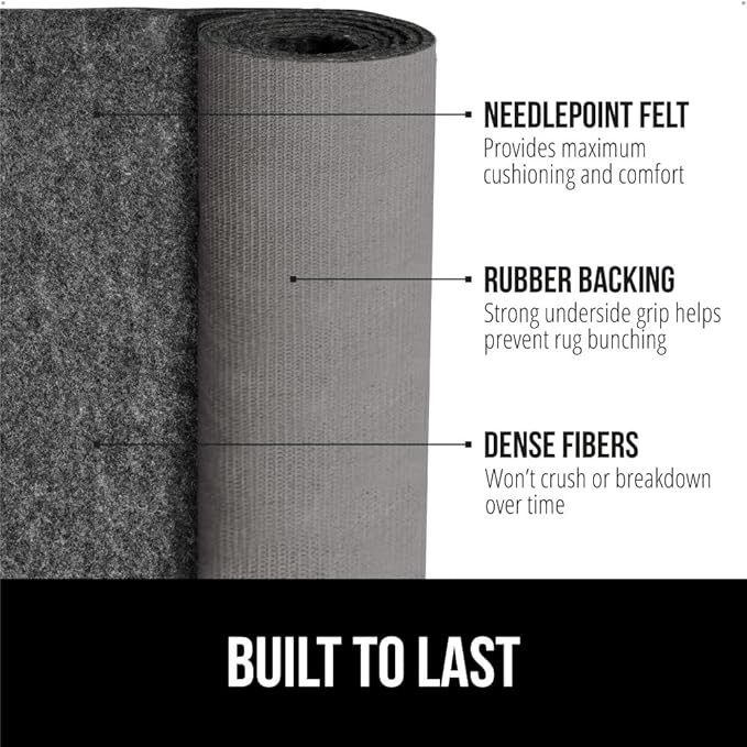 GORILLA GRIP Felt and Natural Rubber Stay in Place Slip Resistant Rug Pad, 1/4in Thick, 7x10 FT Protective Padding Under Area Rugs, Cushioned Gripper Pads, Carpet Runners, Hardwood Floors Protection