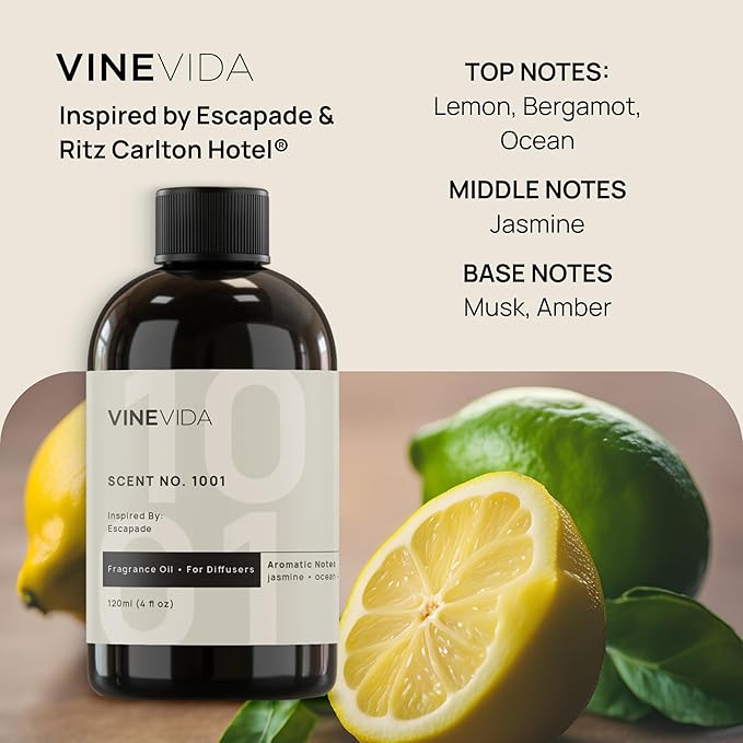 VINEVIDA Studio Plug in Waterless Diffuser and 3 Hotel Fragrance Oils - Essential Oil Diffuser for Home - Room Fragrance Air Diffuser [Black Scent Machine]