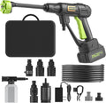 Cordless Portable Washer, Handheld Washer, Battery Operated Washer for Car Home Outdoor Patio Garden, Lightweight Car Washer, Washer with Foam Pot, Cleaner with 23FT Elastic Hose (Blackgreen)