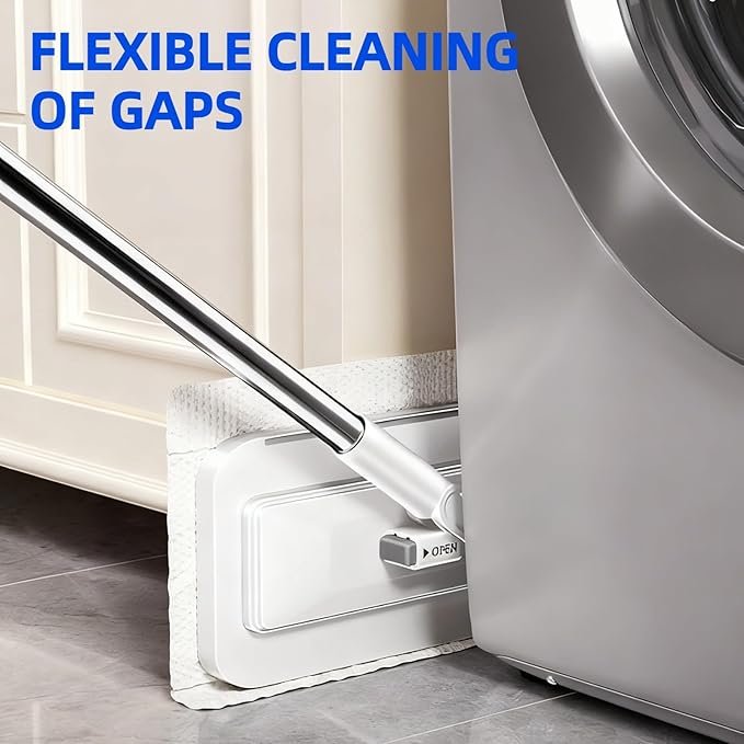 2025 New Disposable Dust Mop with a Mini Foldable Desktop Mop, Multi Surface Cleaning Flat Dust Mop for Dry Wet Disposable Pads for Kitchen Wall Bathroom Toilet Corners (Mini Mop Set)